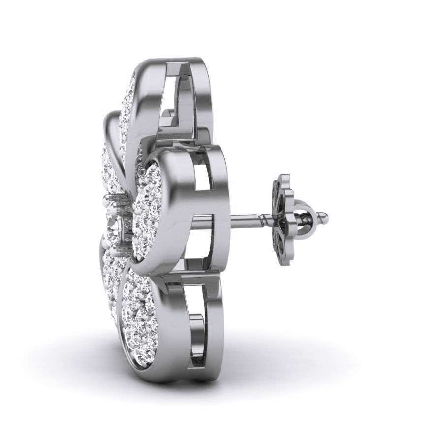 Flower-shaped stud earrings with sparkling stones