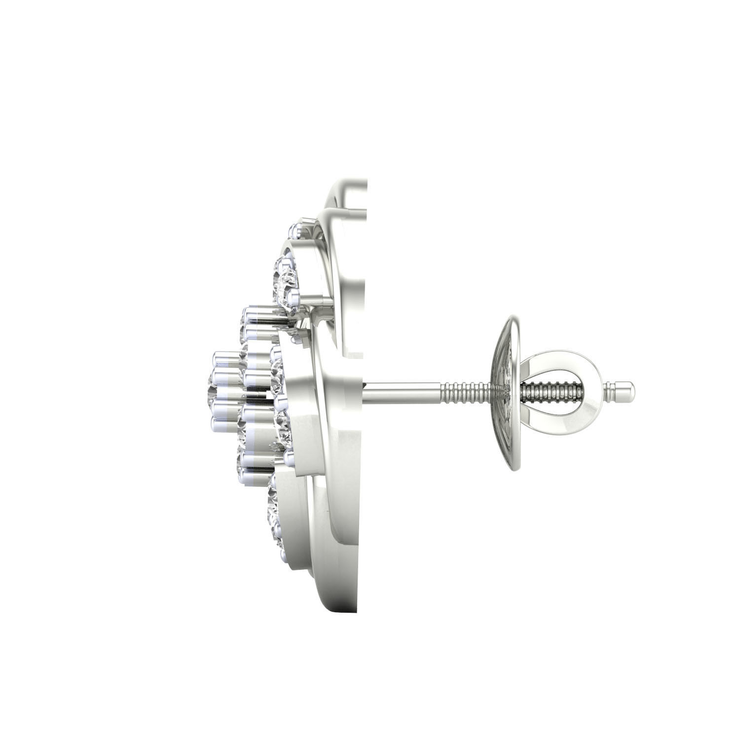 Silver Blossom Stud Earrings with Intricate Floral Patterns