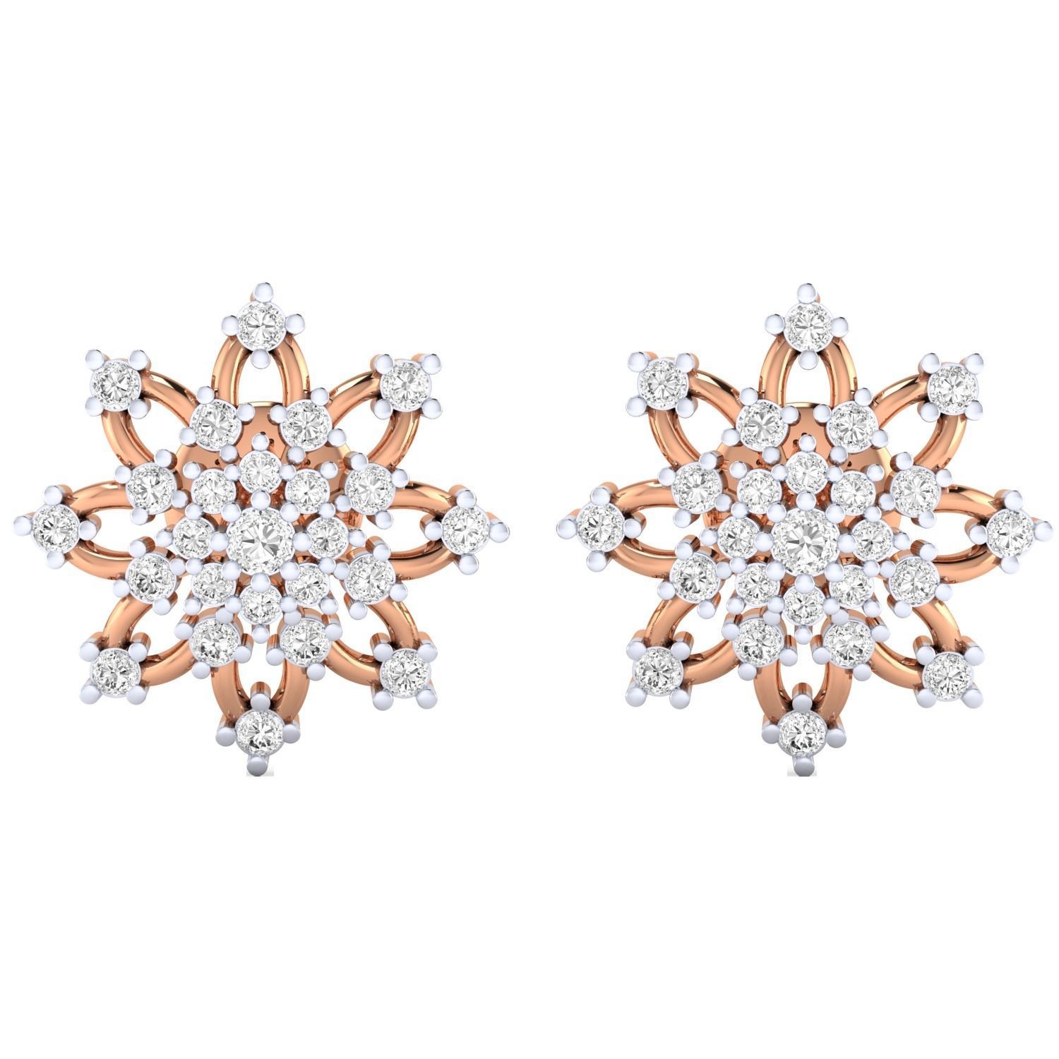 Chic Flower Stud Earrings featuring a delicate floral design in sterling silver for an elegant touch.