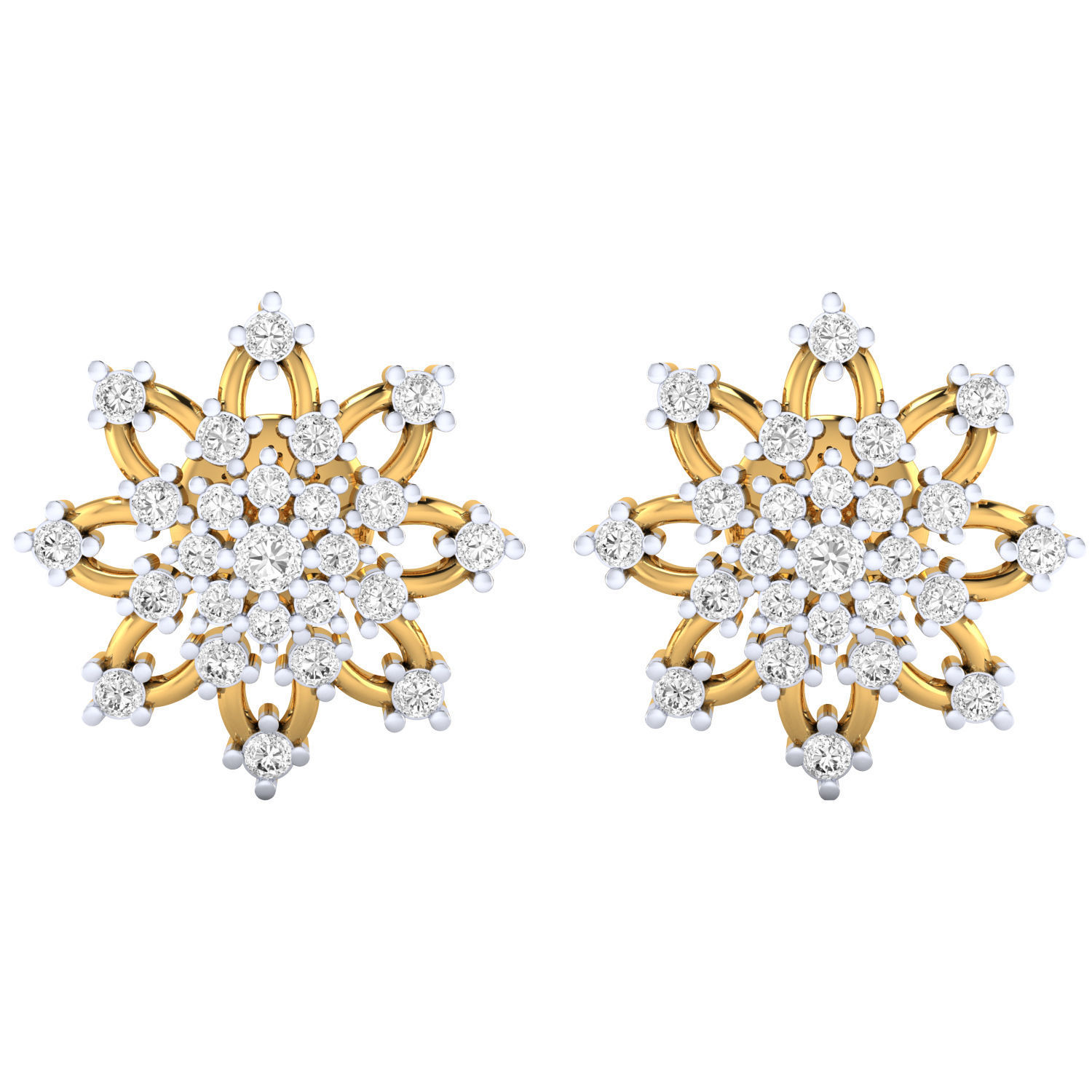 Chic Flower Stud Earrings featuring a delicate floral design in sterling silver for an elegant touch.