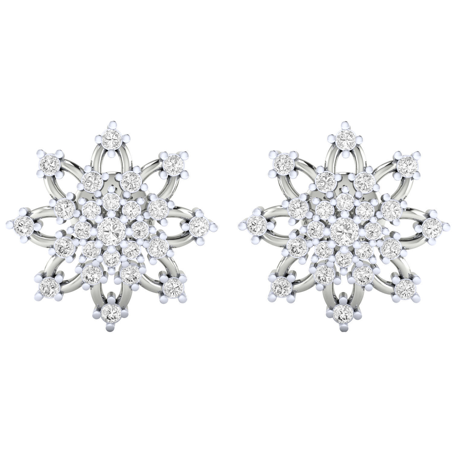 Chic Flower Stud Earrings featuring a delicate floral design in sterling silver for an elegant touch.