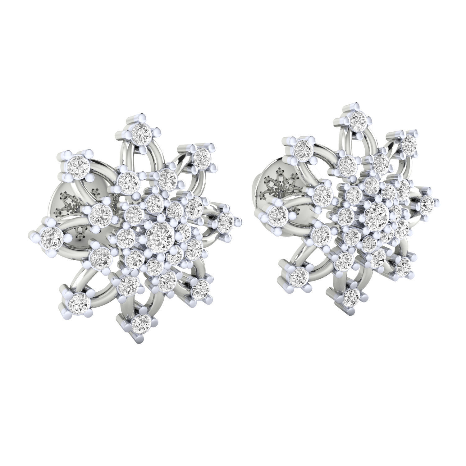 Chic Flower Stud Earrings featuring a delicate floral design in sterling silver for an elegant touch.