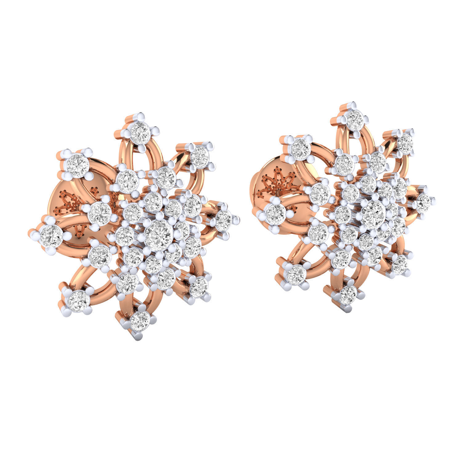 Chic Flower Stud Earrings featuring a delicate floral design in sterling silver for an elegant touch.