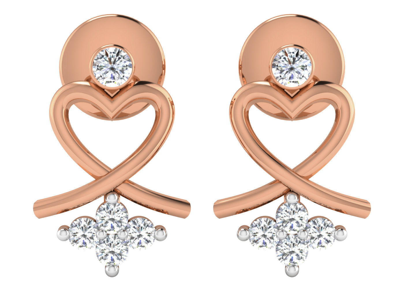 Heart Twist Stud Earrings with a heart-shaped twist design and sparkling accents.