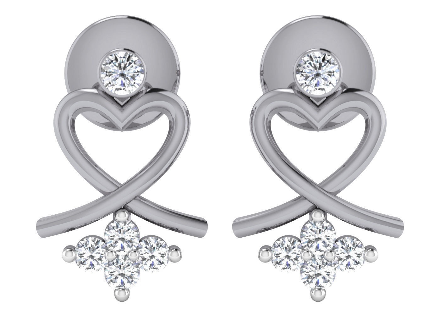 Heart Twist Stud Earrings with a heart-shaped twist design and sparkling accents.