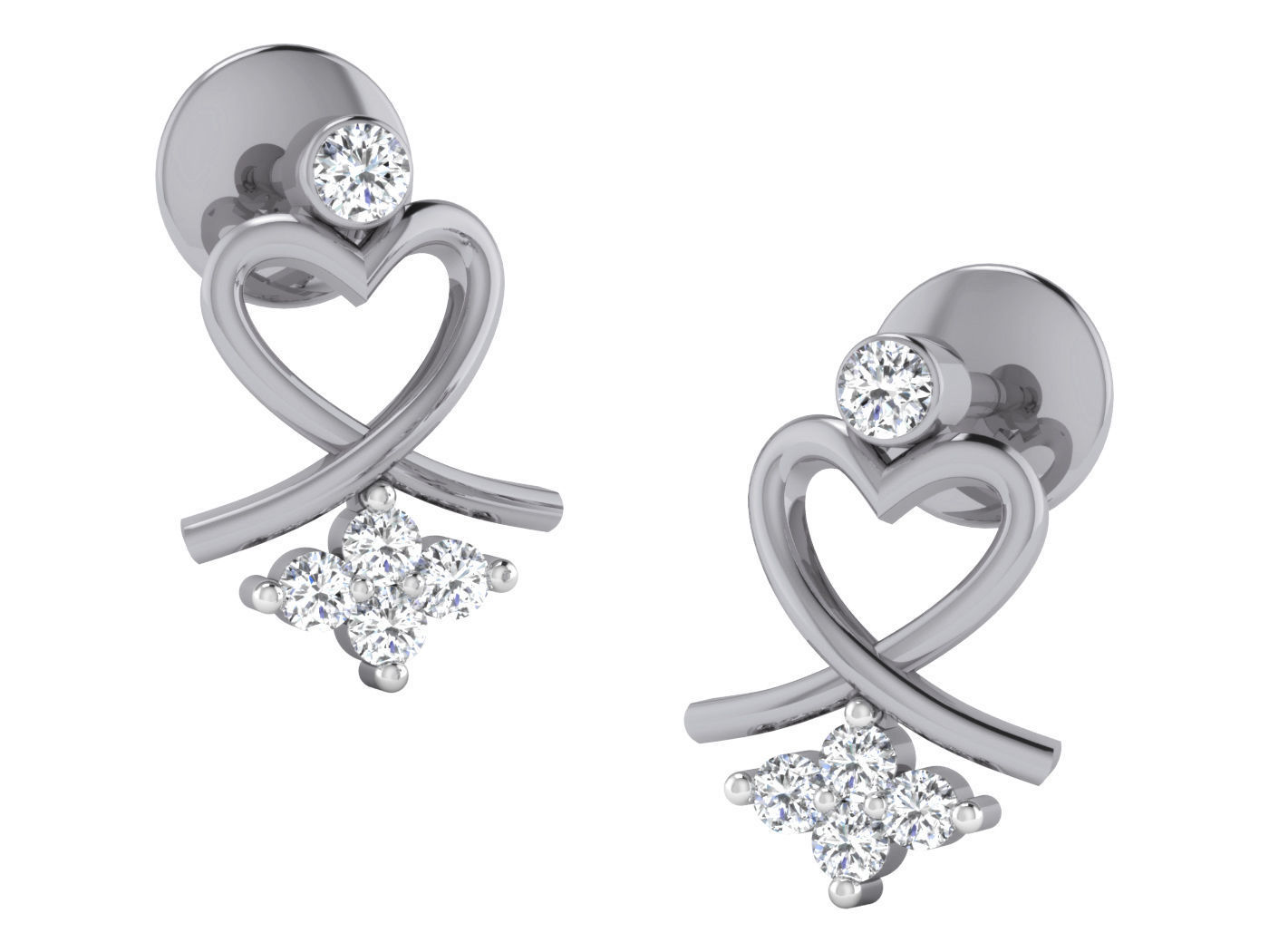Heart Twist Stud Earrings with a heart-shaped twist design and sparkling accents.