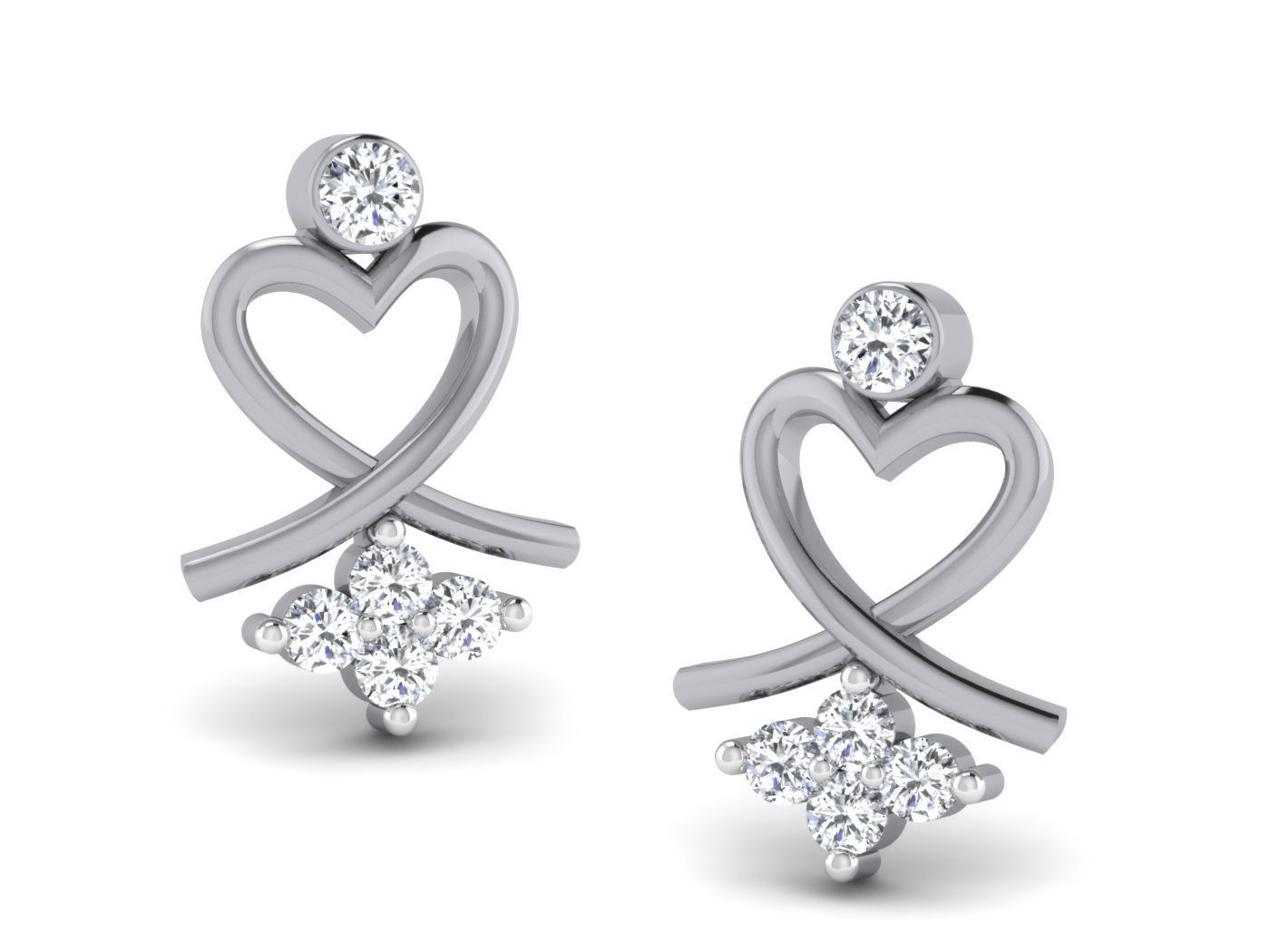 Heart Twist Stud Earrings with a heart-shaped twist design and sparkling accents.