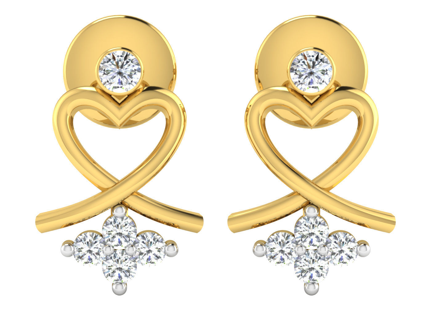 Heart Twist Stud Earrings with a heart-shaped twist design and sparkling accents.