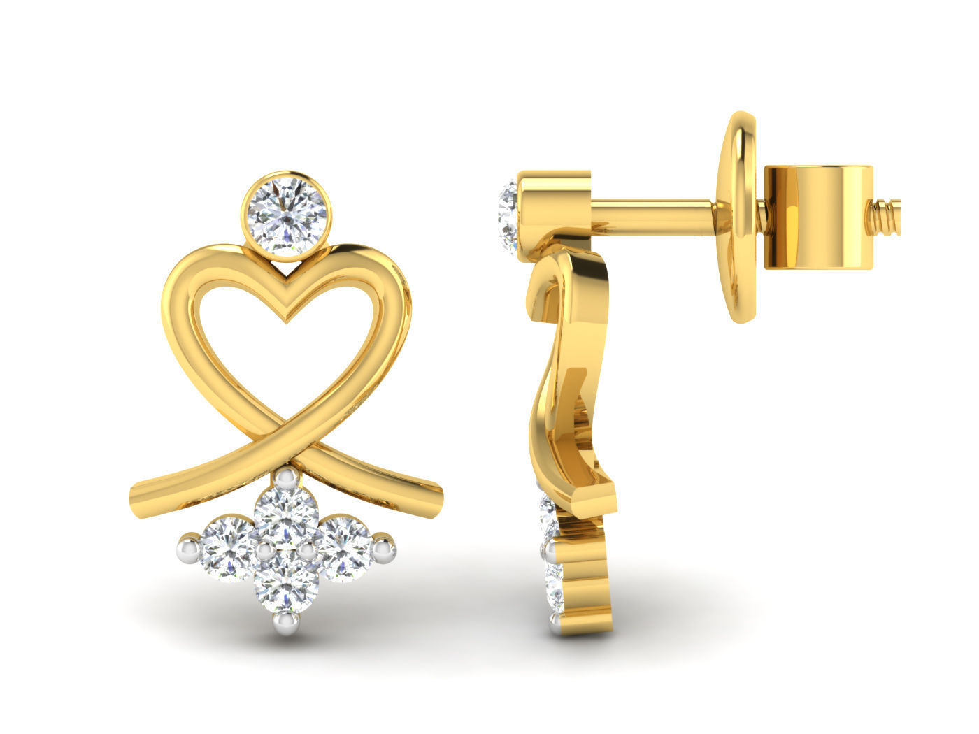 Heart Twist Stud Earrings with a heart-shaped twist design and sparkling accents.