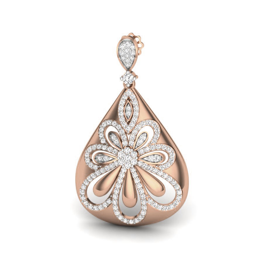 Elegant Floral Teardrop Earrings with intricate floral design and shimmering finish.