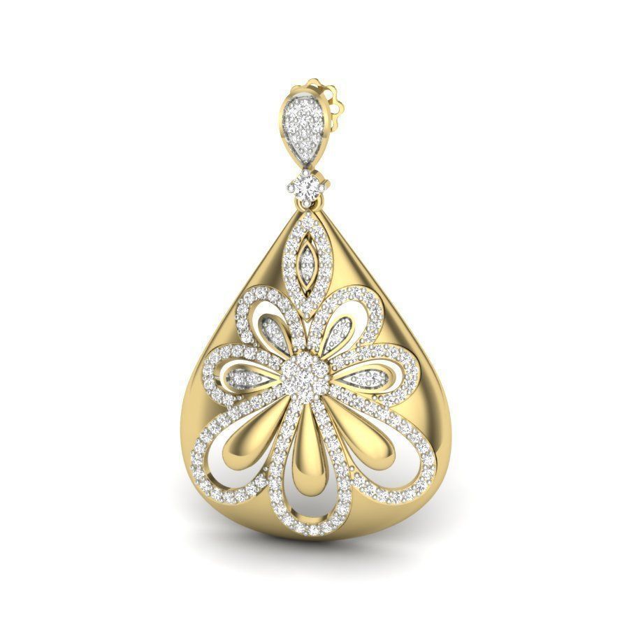Elegant Floral Teardrop Earrings with intricate floral design and shimmering finish.