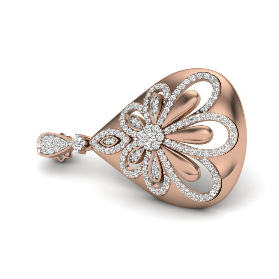 Elegant Floral Teardrop Earrings with intricate floral design and shimmering finish.