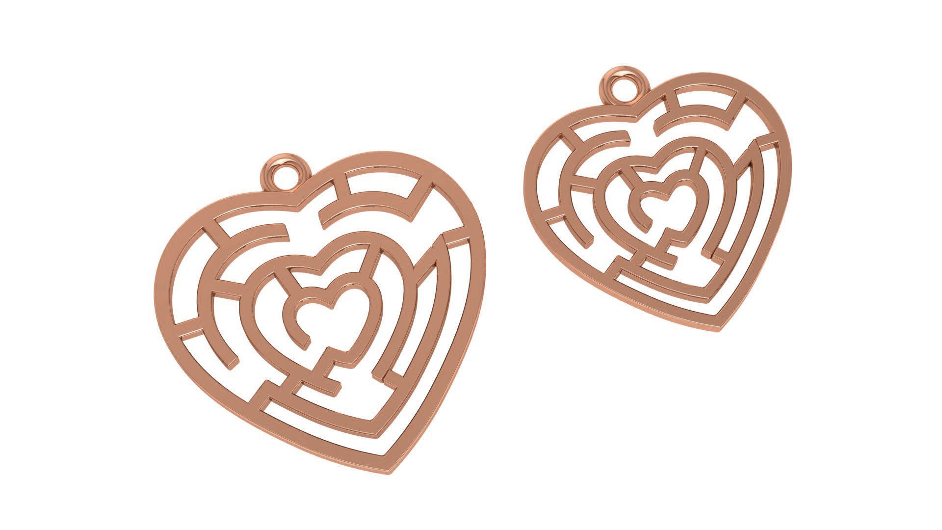 HFS-P009 (3) Love Labyrinth Silver Pendant - Intricately designed silver pendant with a labyrinth pattern.