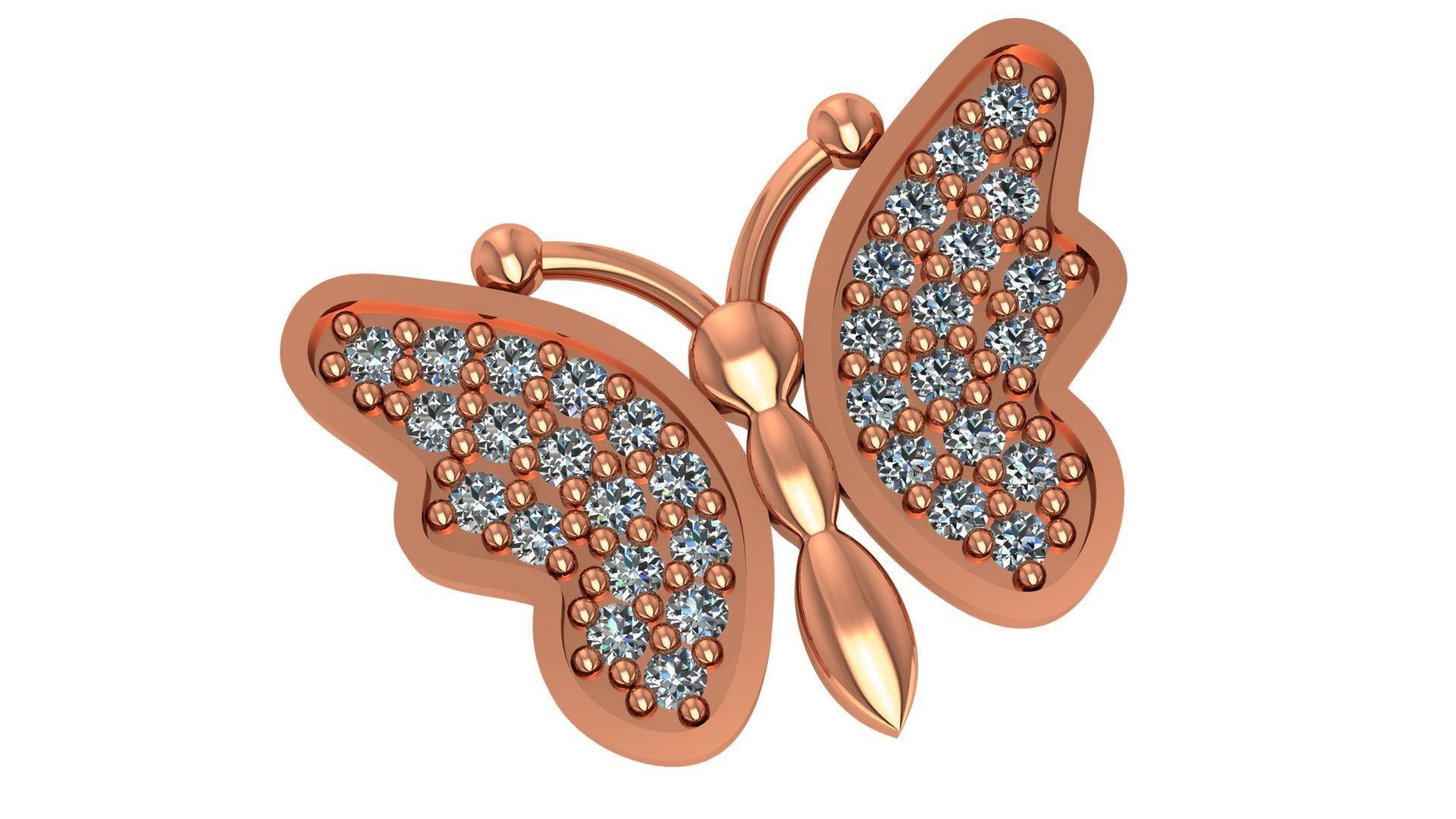 HFS-P010 (3) Tiny Butterfly Silver Pendant with intricate detailing