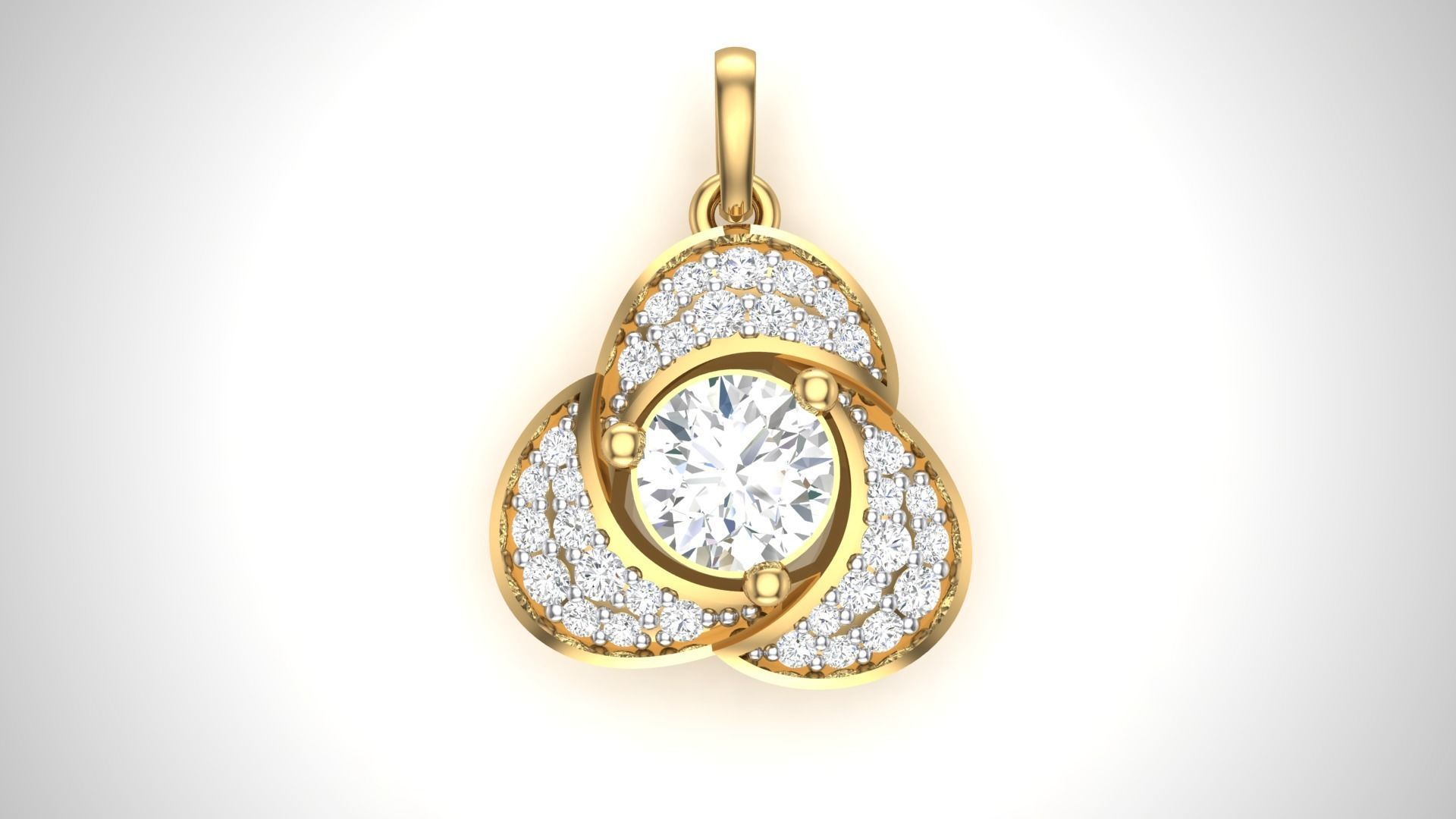 Elegant Clover Zircon Pendant with sparkling gems in a floral design