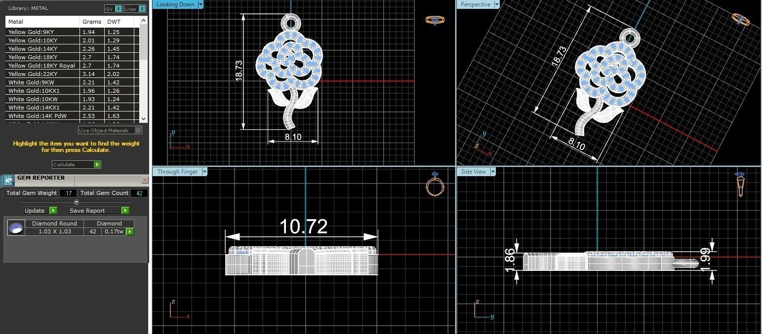 HFS-P015 (2) Charming Rose Silver Pendant with delicate rose design in sterling silver