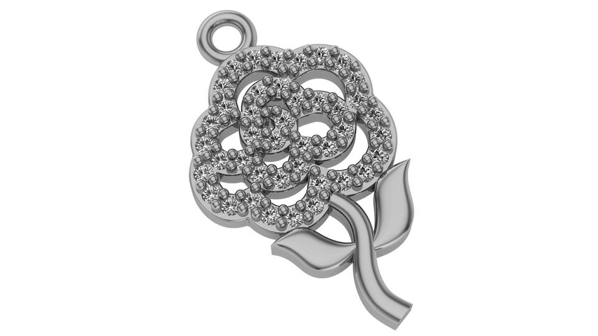 HFS-P015 (3) Charming Rose Silver Pendant with delicate rose design in sterling silver