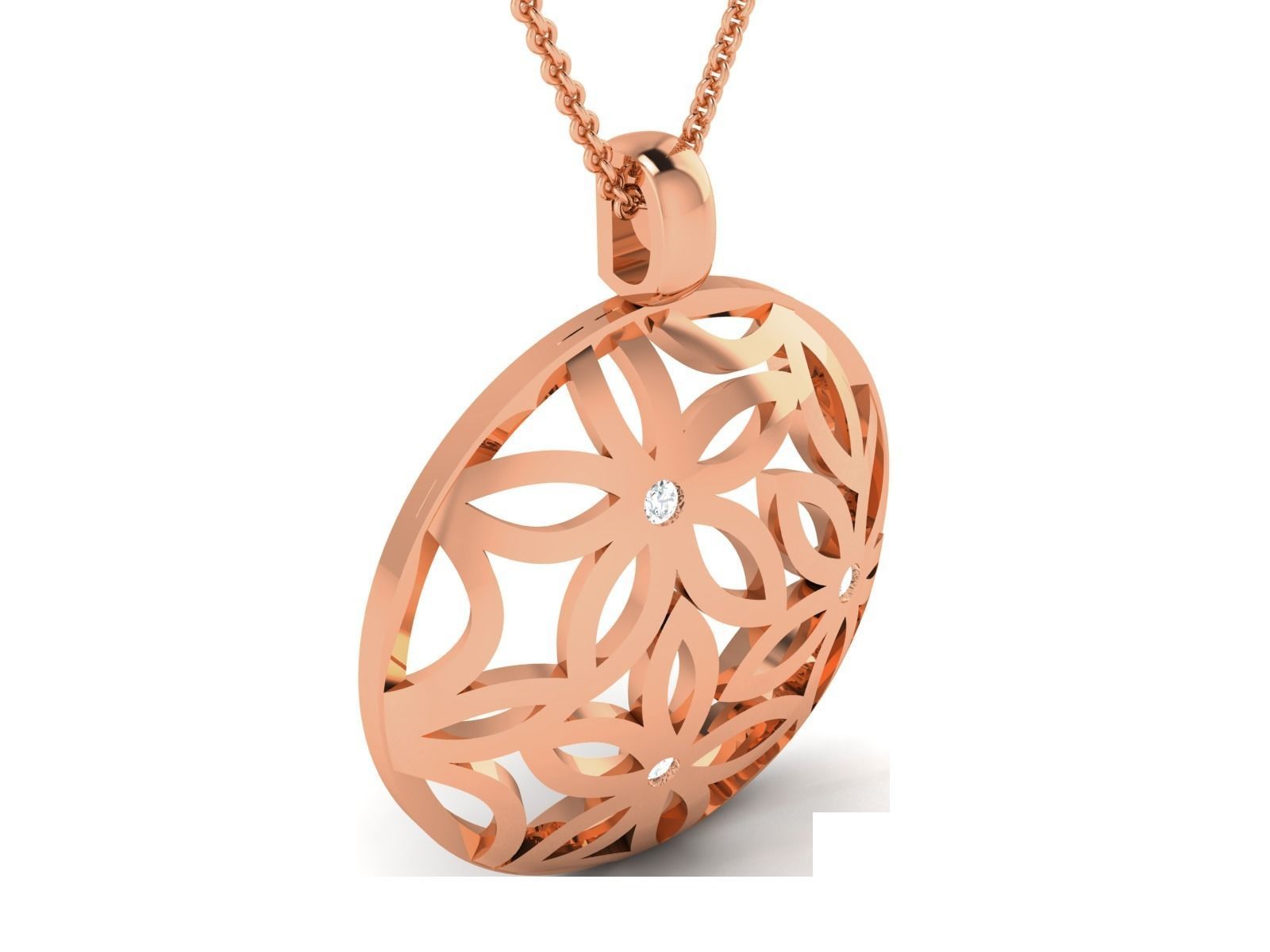 Elegant Silver Floral Cut-Out Pendant on Chain