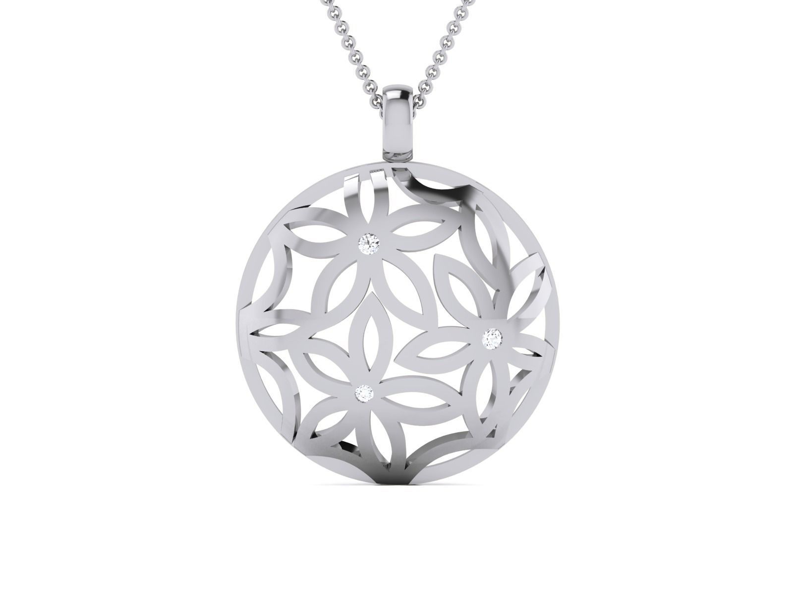 Elegant Silver Floral Cut-Out Pendant on Chain