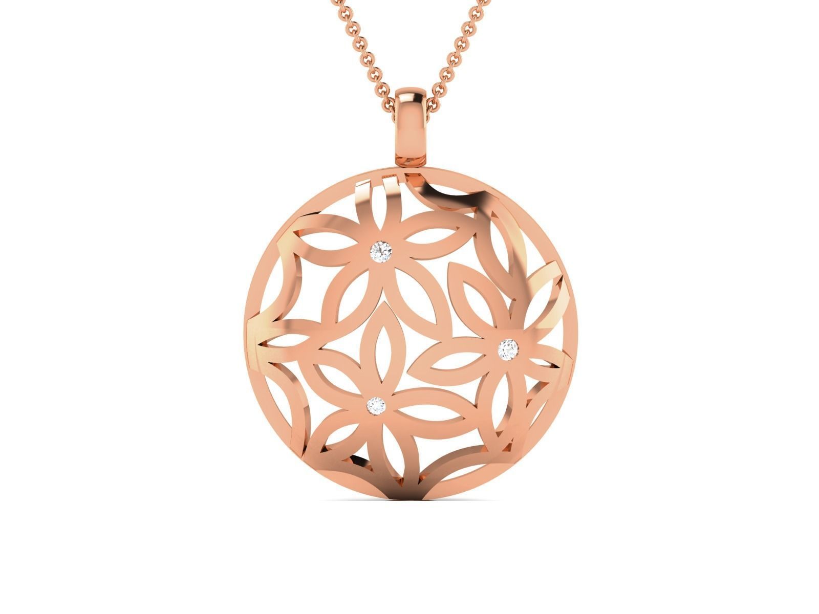 Elegant Silver Floral Cut-Out Pendant on Chain