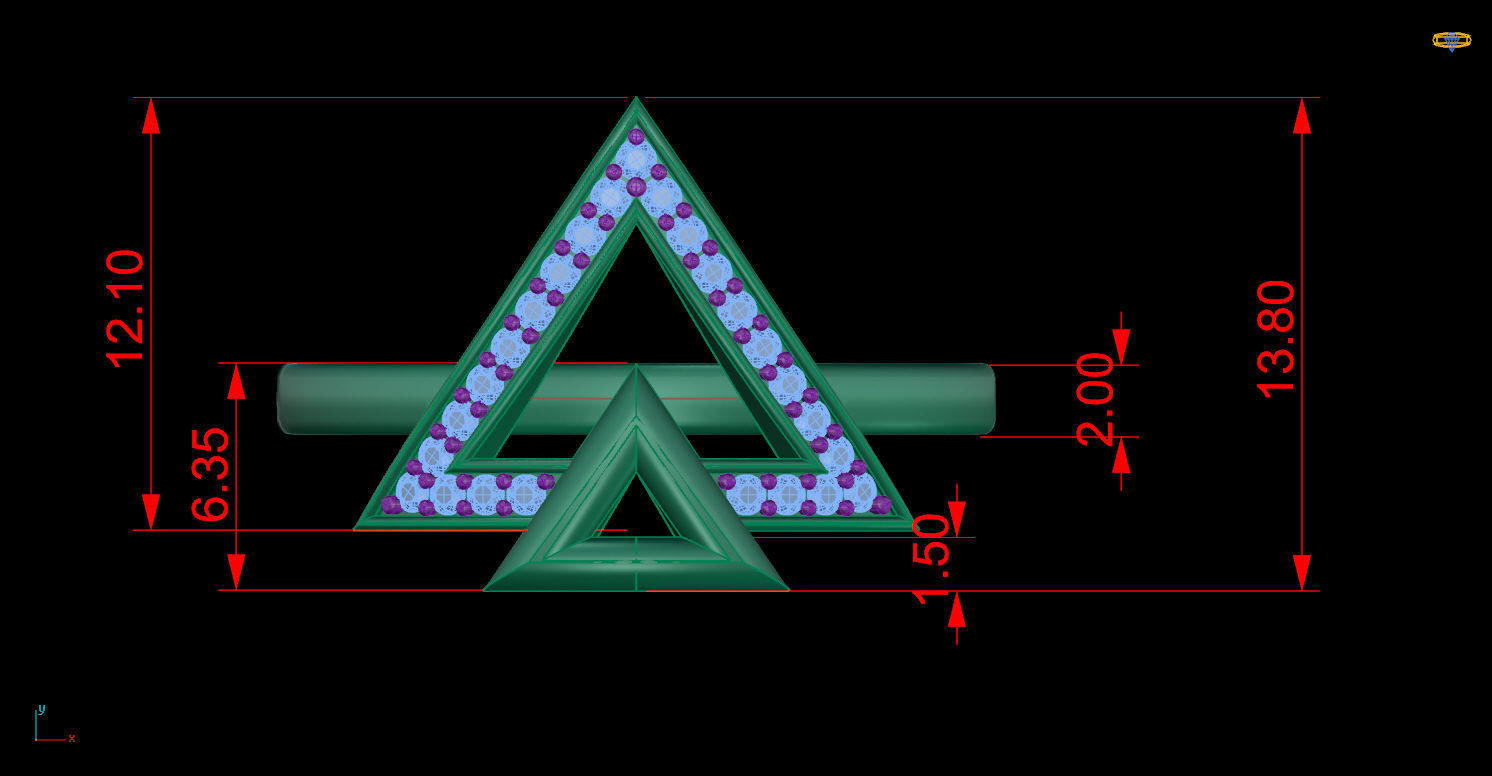 HFS-R0026 (10) Triangle Radiance Silver Ring featuring a modern triangle design with radiant gemstones.