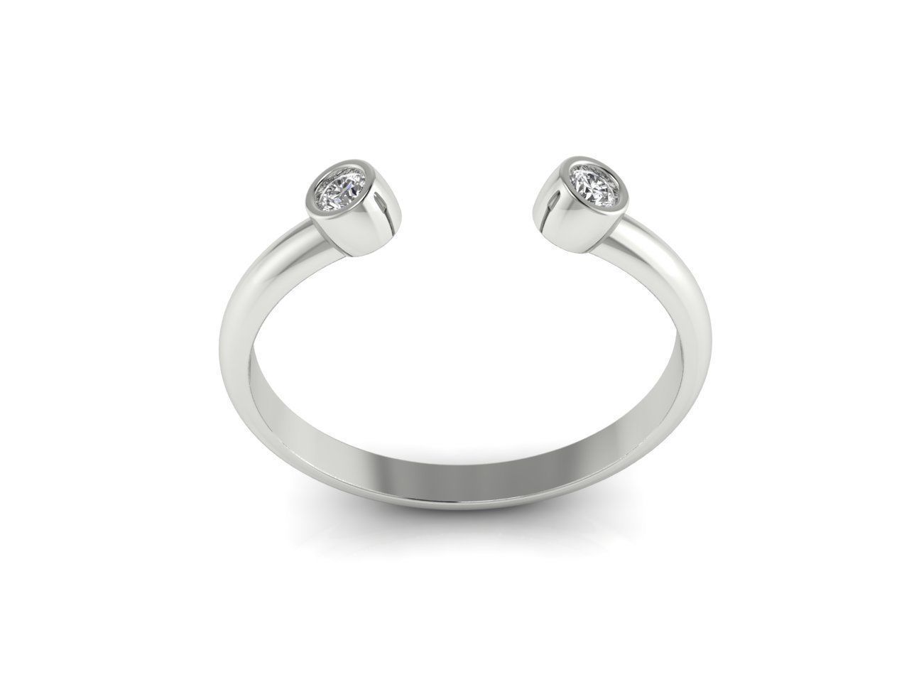 Twin Sparkle Silver Ring with two brilliant gemstones and an open-ended design.