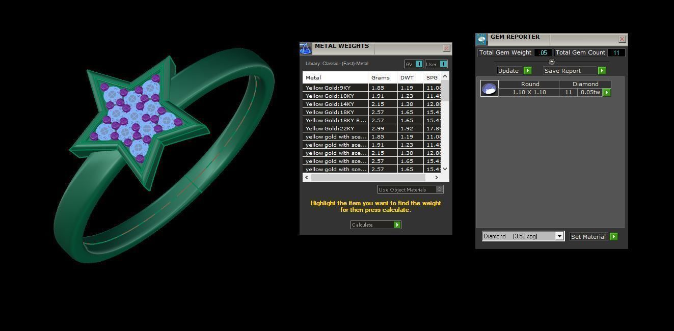 A sterling silver ring with a sparkling star design on a polished band.