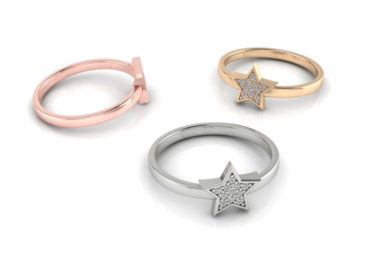 A sterling silver ring with a sparkling star design on a polished band.