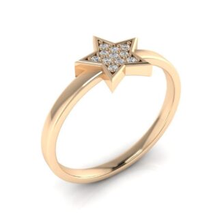 A sterling silver ring with a sparkling star design on a polished band.
