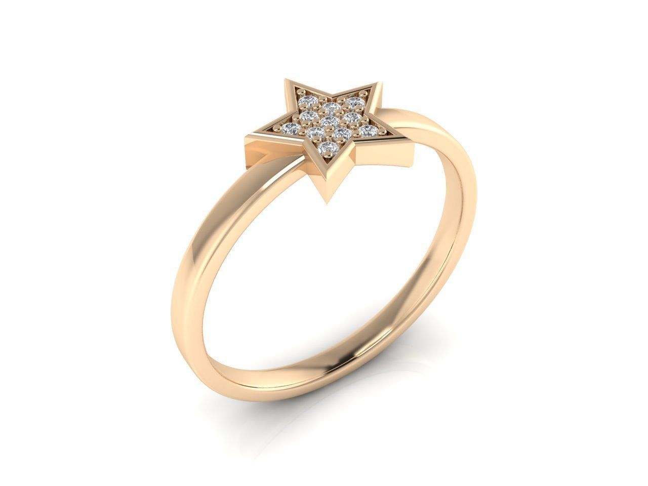 A sterling silver ring with a sparkling star design on a polished band.