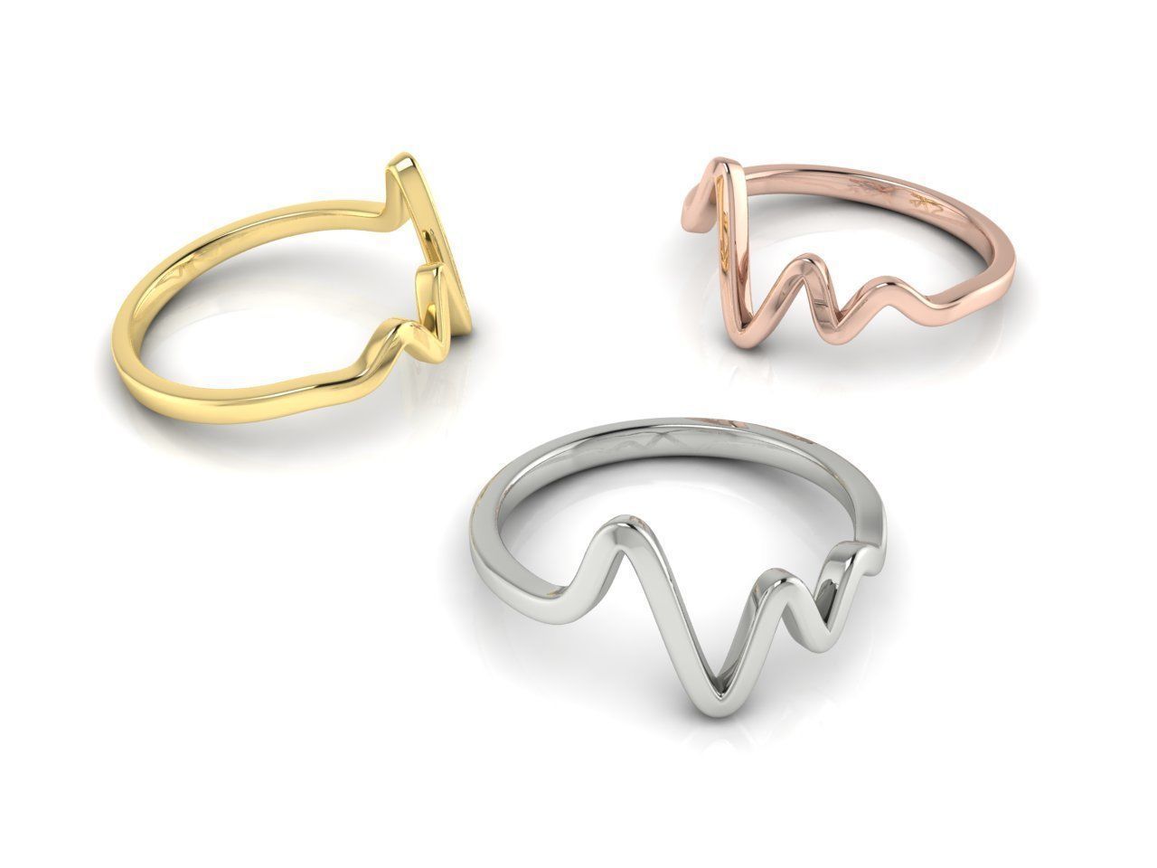 A sterling silver ring with a unique heartbeat pulse design.