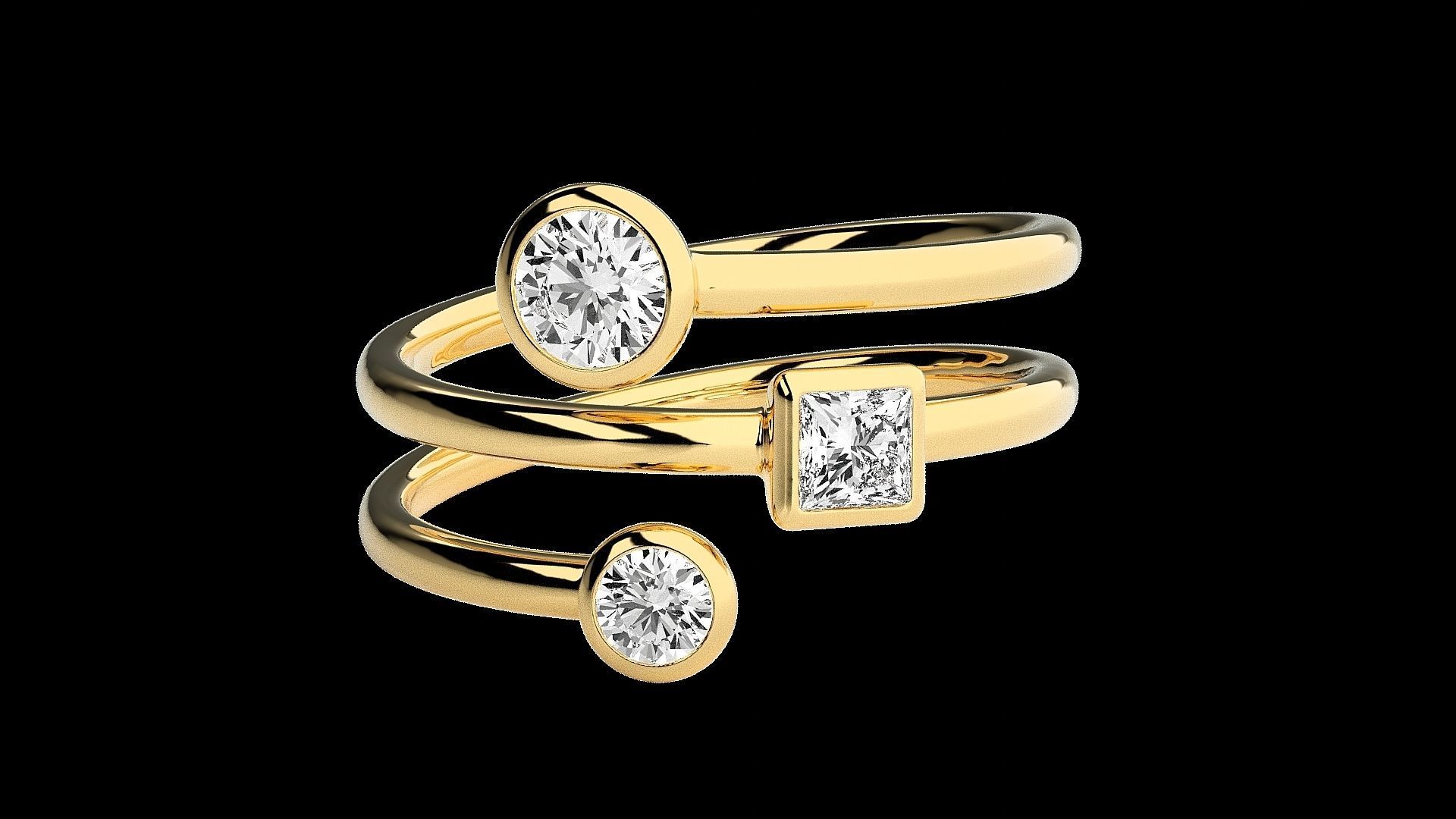 Stylish Trilogy Silver Ring – Elegant silver ring with a sleek design and three sparkling stones, perfect for a refined and modern look.