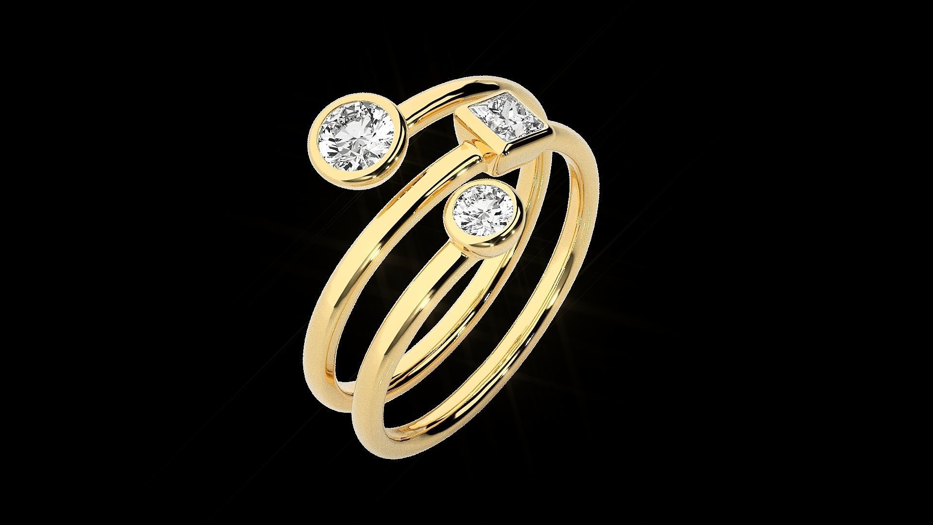 Stylish Trilogy Silver Ring – Elegant silver ring with a sleek design and three sparkling stones, perfect for a refined and modern look.