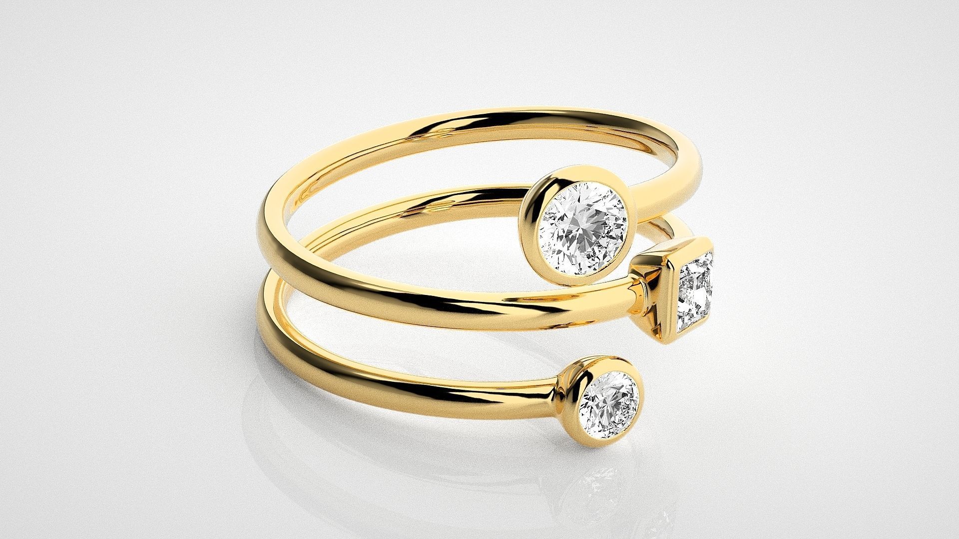 Stylish Trilogy Silver Ring – Elegant silver ring with a sleek design and three sparkling stones, perfect for a refined and modern look.