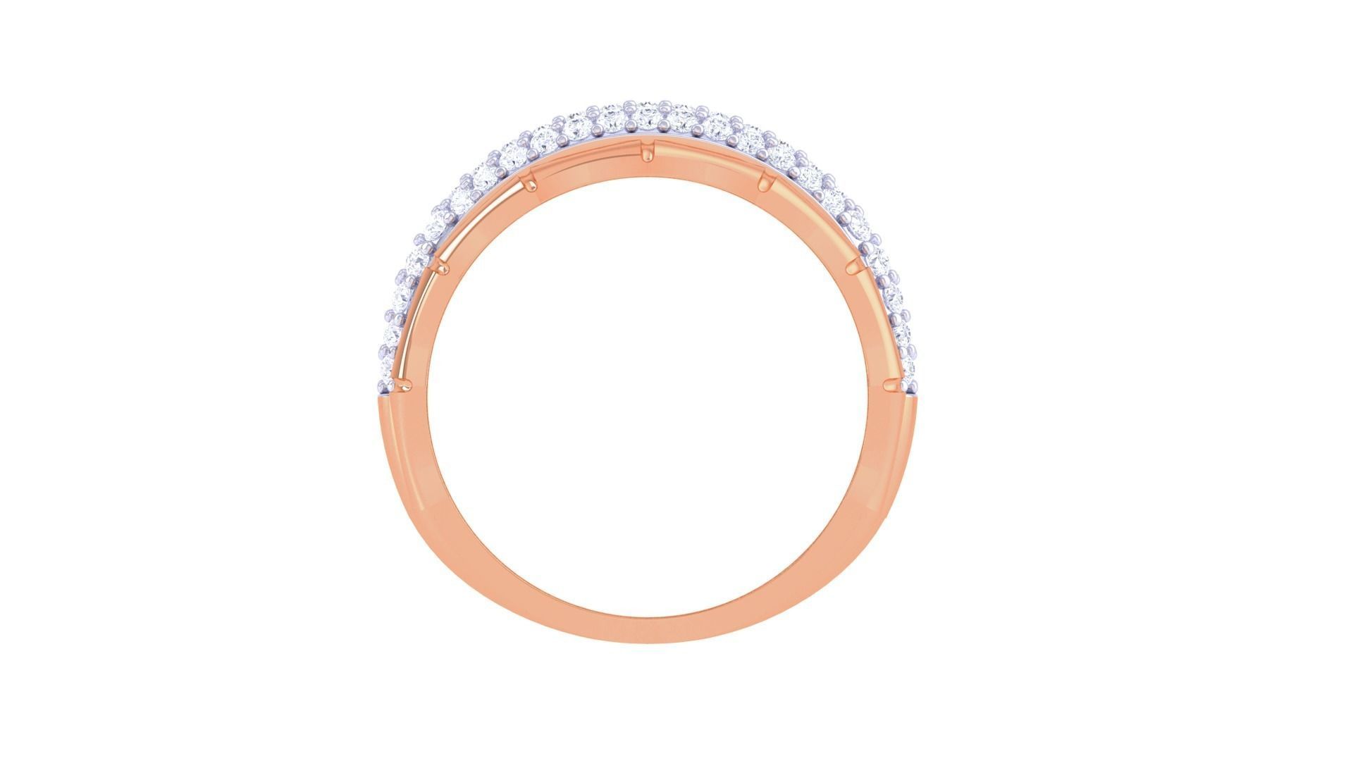 A stylish ring with a bamboo-inspired design, adorned with brilliant stones set in sterling silver.