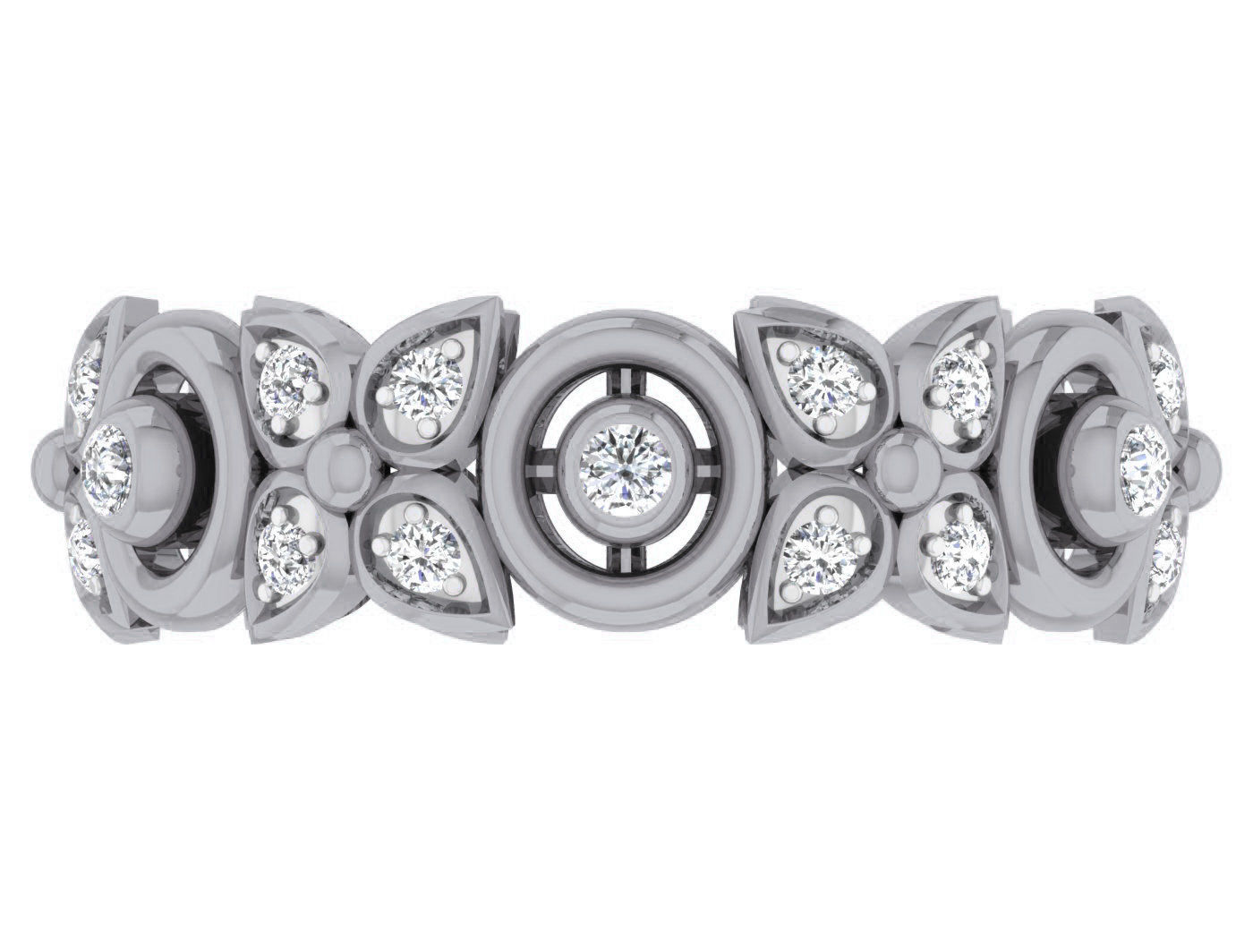 Silver ring with glimmering leaf design