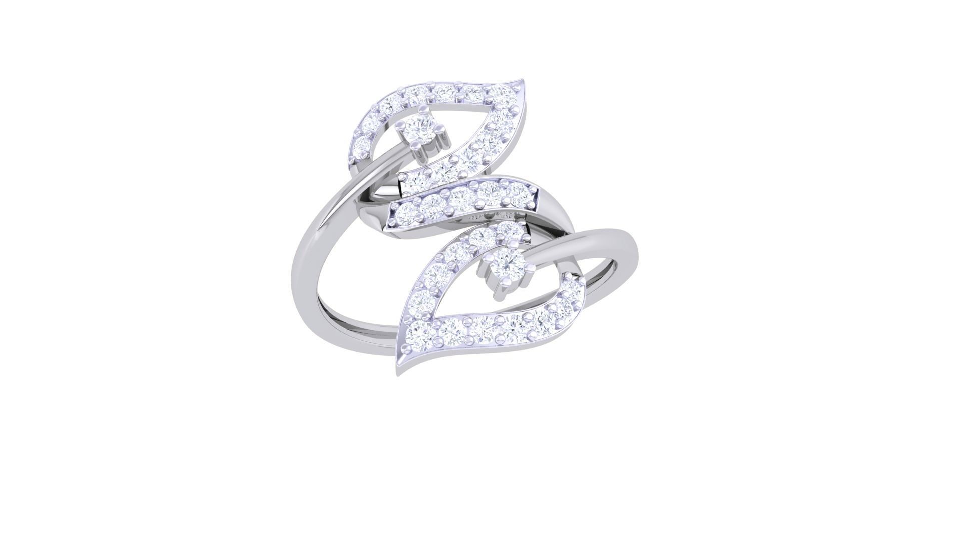 A beautiful ring with intertwined heart and leaf shapes, adorned with sparkling stones set in sterling silver.