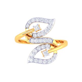 A beautiful ring with intertwined heart and leaf shapes, adorned with sparkling stones set in sterling silver.