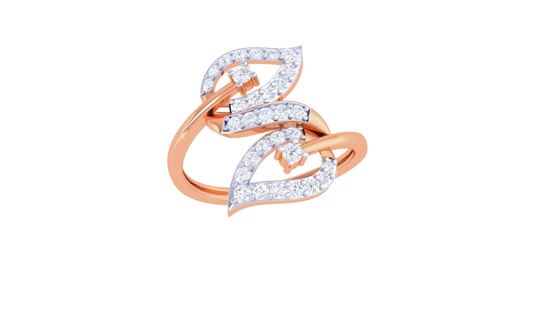 A beautiful ring with intertwined heart and leaf shapes, adorned with sparkling stones set in sterling silver.