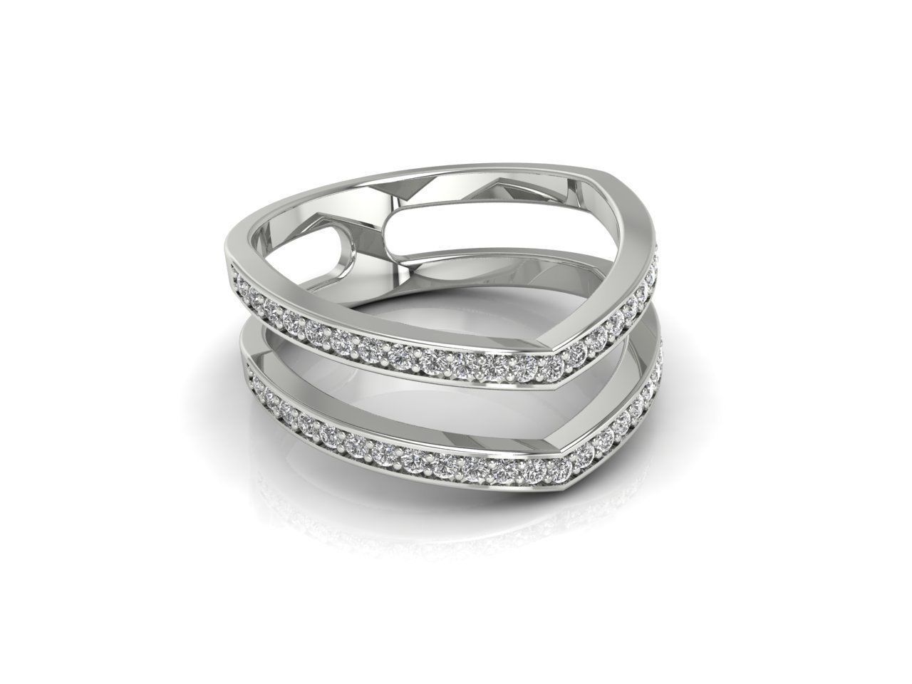 Sparkling Double Band Ring with continuous gemstones set in a sleek double band design.