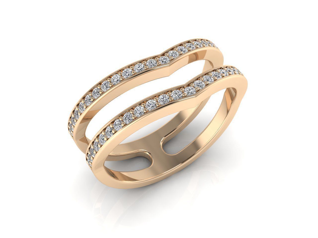 Sparkling Double Band Ring with continuous gemstones set in a sleek double band design.