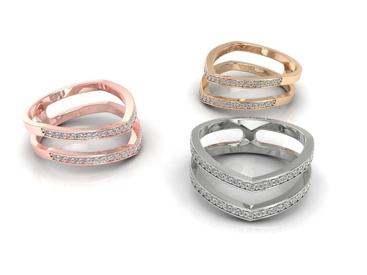 Sparkling Double Band Ring with continuous gemstones set in a sleek double band design.