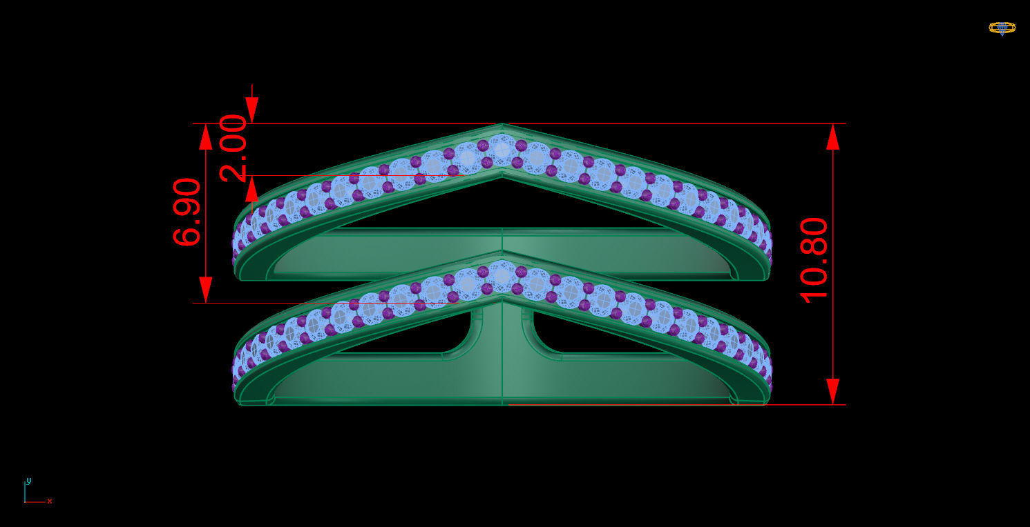 Sparkling Double Band Ring with continuous gemstones set in a sleek double band design.