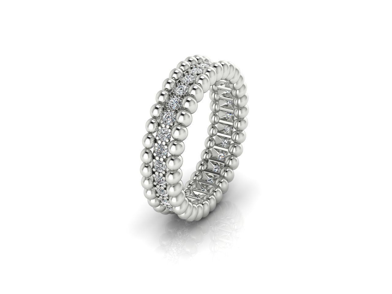 Elegant Beaded Shimmering Band with continuous beaded detailing and a shimmering stones.