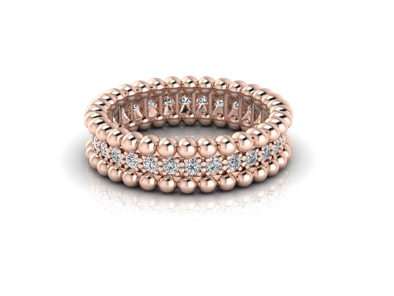 Elegant Beaded Shimmering Band with continuous beaded detailing and a shimmering stones.