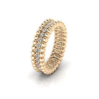 Elegant Beaded Shimmering Band with continuous beaded detailing and a shimmering stones.
