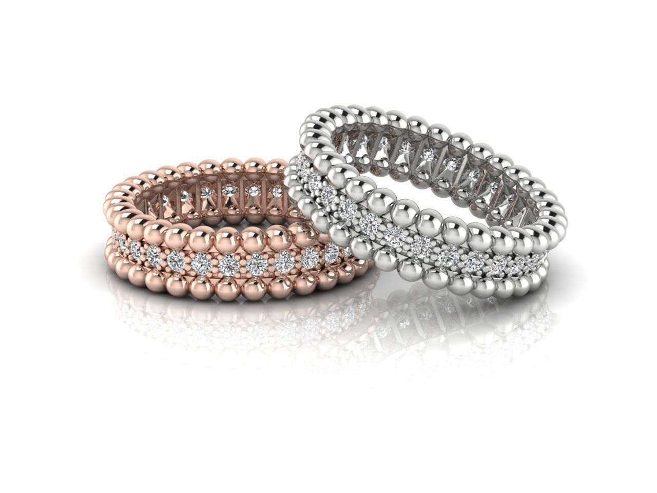 Elegant Beaded Shimmering Band with continuous beaded detailing and a shimmering stones.