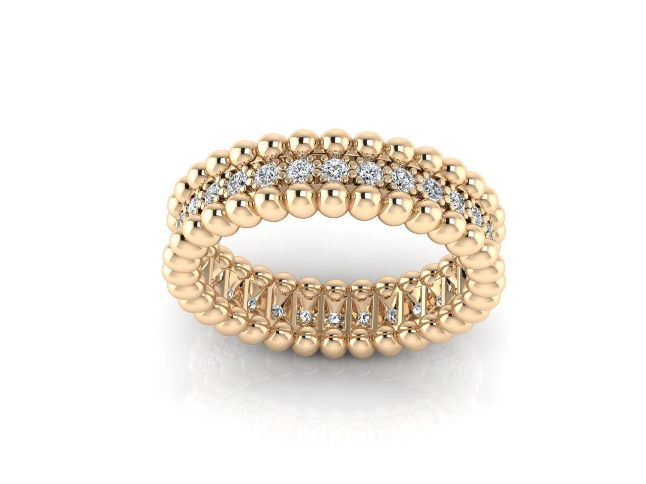 Elegant Beaded Shimmering Band with continuous beaded detailing and a shimmering stones.