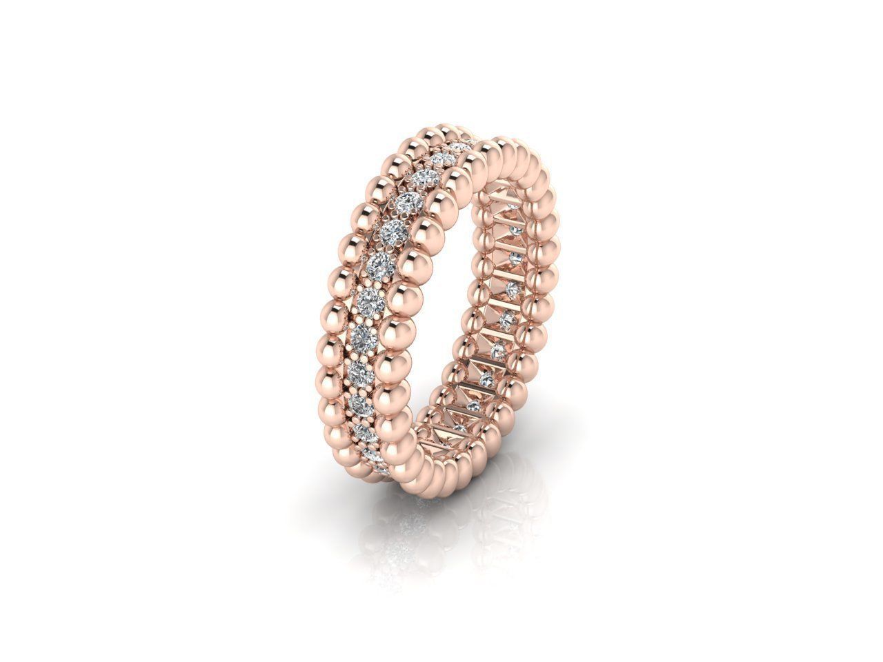 Elegant Beaded Shimmering Band with continuous beaded detailing and a shimmering stones.
