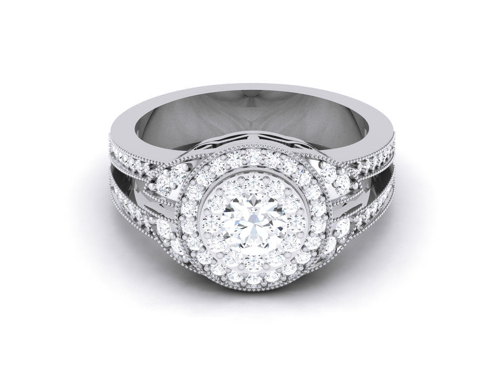 Elegant silver ring with sparkling stones